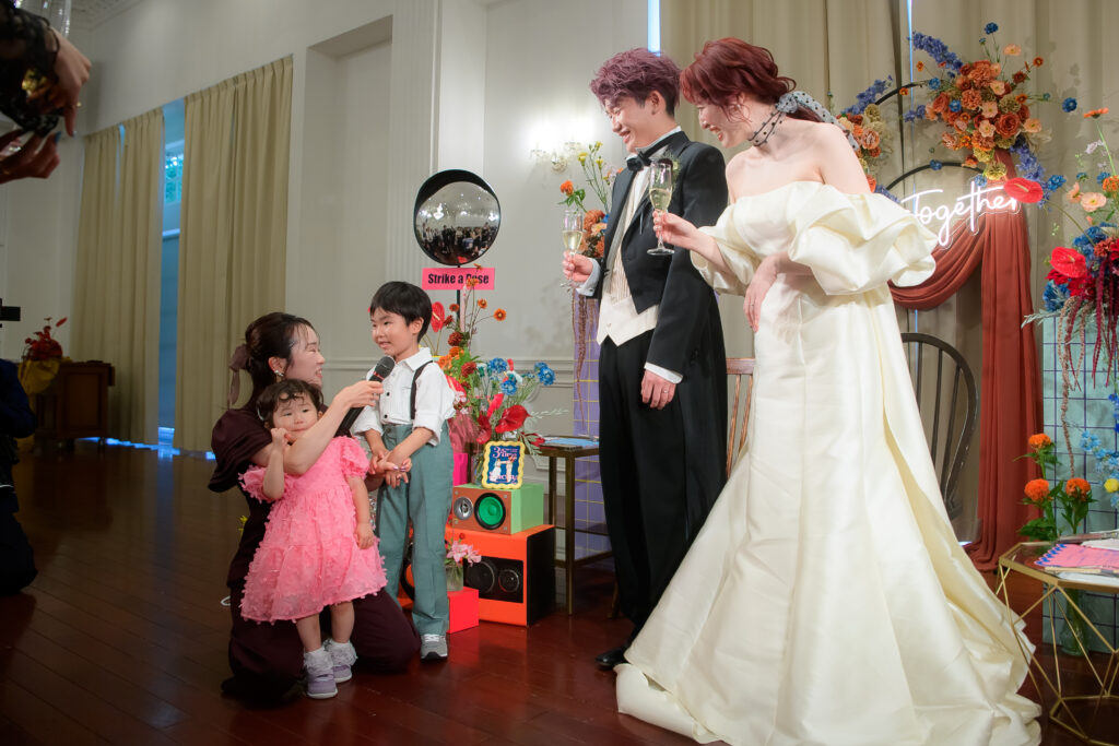 4歳と2歳の小さな乾杯で、披露宴がスタート🥂